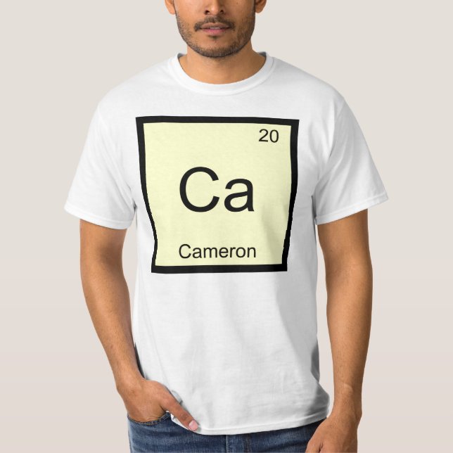 Cameron Name Chemistry Element Periodic Table T-Shirt (Front)