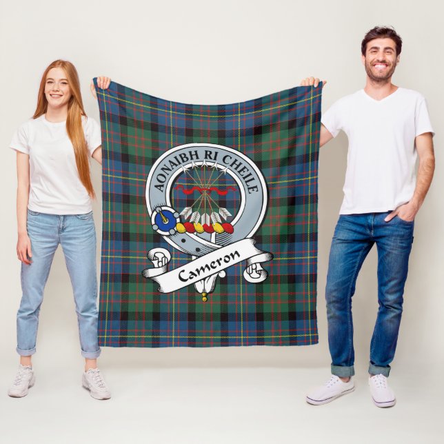 Cameron of Erracht Ancient Clan Badge Tartan Plaid Fleece Blanket (In Situ)