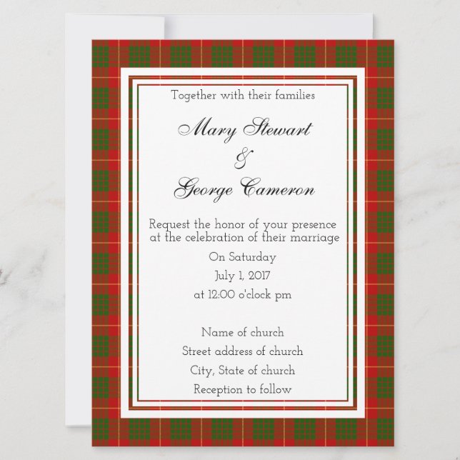 Cameron Scottish Wedding Invitation (Front)