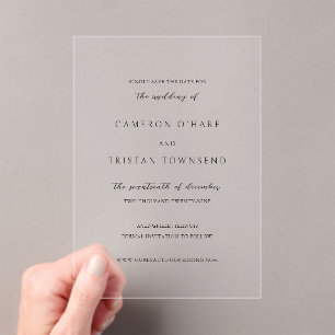 Cameron Simple Modern Wedding Save the Date Acrylic Invitations