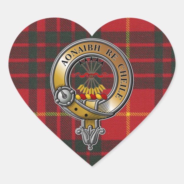 Cameron Tartan & Badge Heart Sticker (Front)