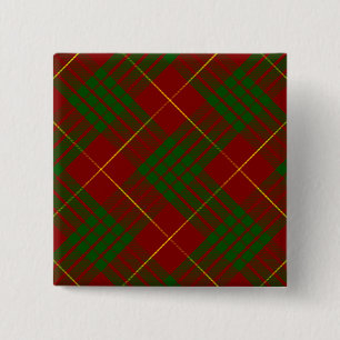 Cameron tartan red green plaid 15 cm square badge