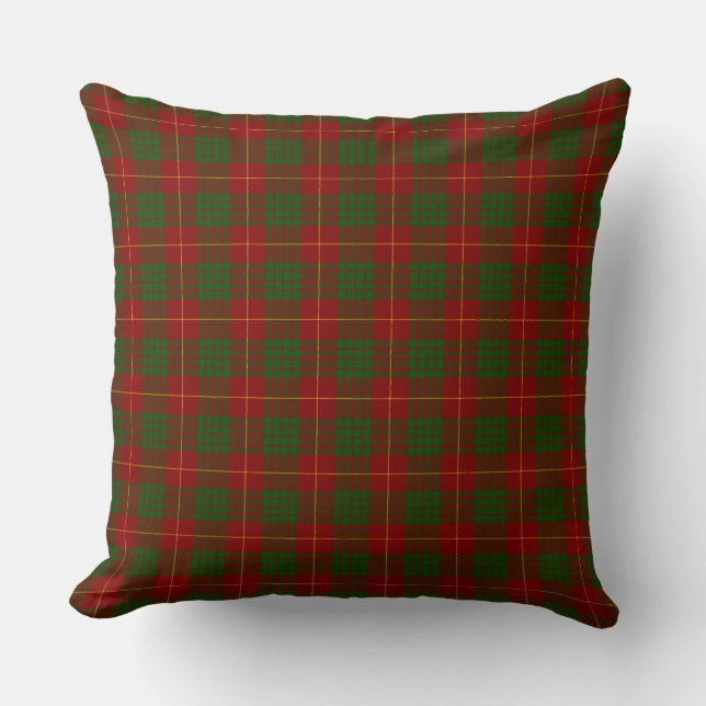 Cameron tartan red green plaid cushion (Front)