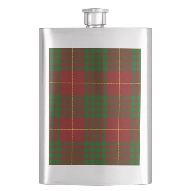 Cameron tartan red green plaid hip flask (Front)