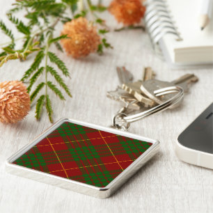 Cameron tartan red green plaid key ring