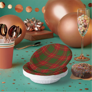 Cameron tartan red green plaid paper plate