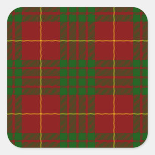 Cameron tartan red green plaid square sticker