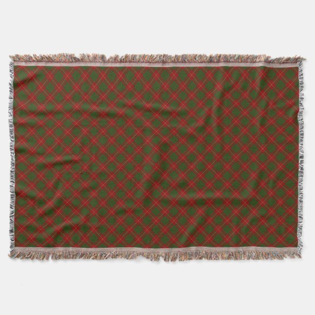 Cameron tartan red green plaid throw blanket (Front)