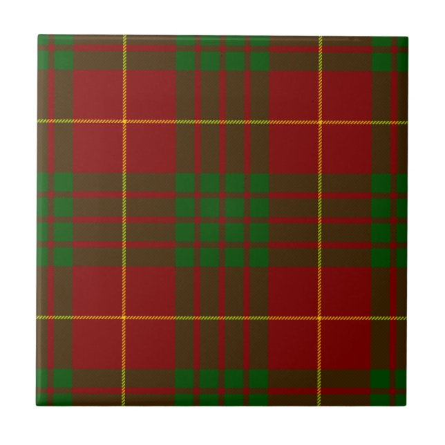 Cameron tartan red green plaid tile (Front)