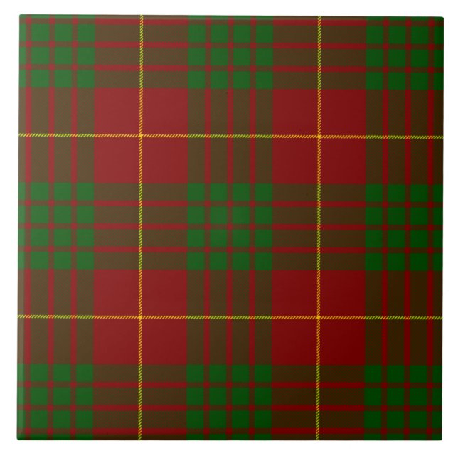 Cameron tartan red green plaid tile (Front)