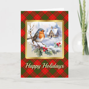 Cameron Tartan w/Robin Personalized Xmas Card