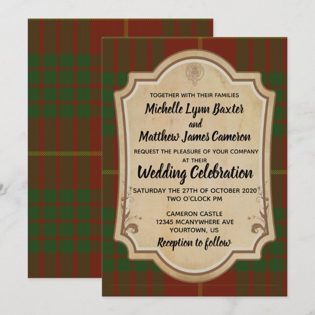 Cameron Tartan Wedding Invitation (Front/Back)
