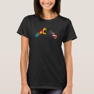 Cameroon American USA Flag USA Cameroonian Heart T-Shirt