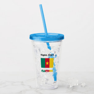 Cameroon and Cameroonian Flag Personalised Acrylic Tumbler