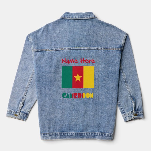 Cameroon and Cameroonian Flag Red Personalisation  Denim Jacket (Back)