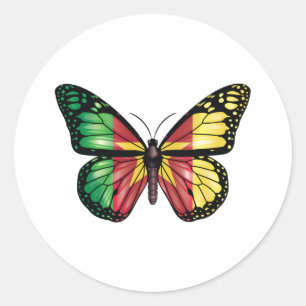 Cameroon Butterfly Monarque Flag Classic Round Sticker