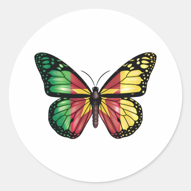Cameroon Butterfly Monarque Flag Classic Round Sticker (Front)