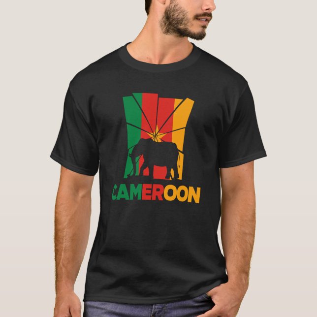 Cameroon Cameroonian Cameroon Flag Elephant Silhou T-Shirt (Front)