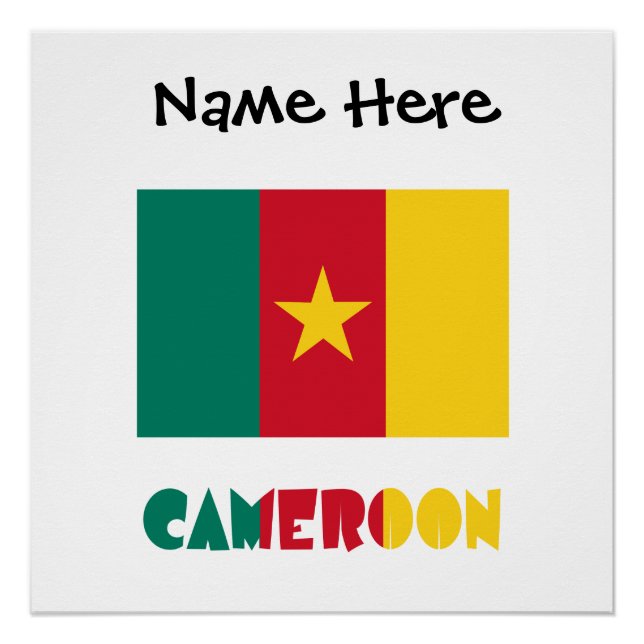 Cameroon Cameroonian Flag Black Personalisation  Poster (Front)