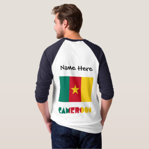 Cameroon Cameroonian Flag Black Personalisation T-Shirt