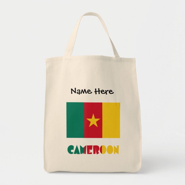 Cameroon Cameroonian Flag Black Personalisation  Tote Bag (Front)