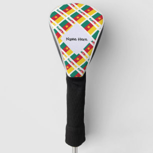 Cameroon Cameroonian Flag Tiled Black Personalizat Golf Head Cover
