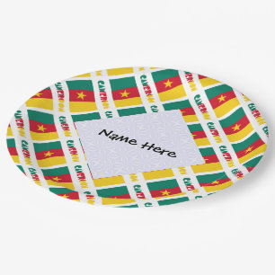 Cameroon Cameroonian Flag Tiled Personalised Paper Plate