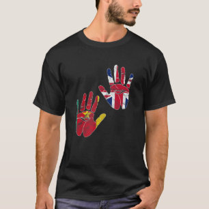 Cameroon Cameroonian Uk England Flag Hand Mixed Dn T-Shirt