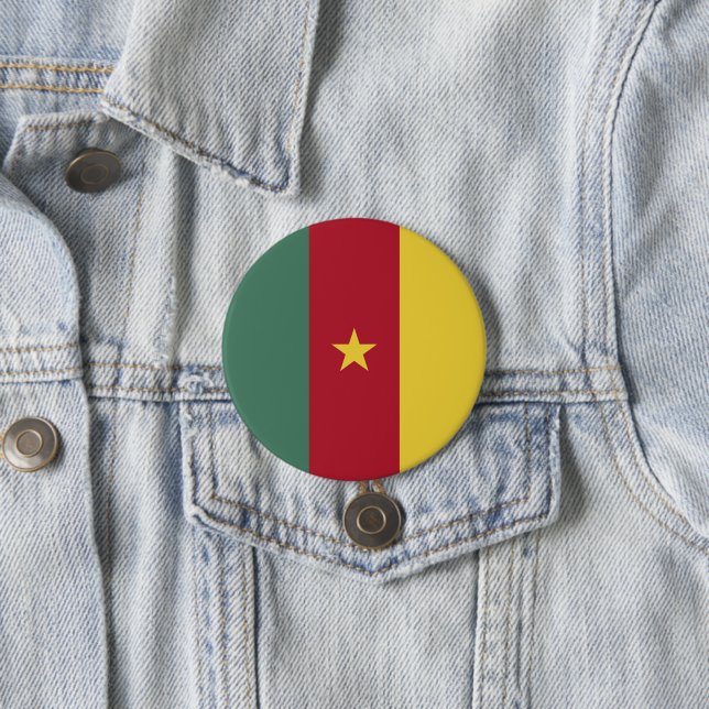 Cameroon flag 7.5 cm round badge (In Situ)
