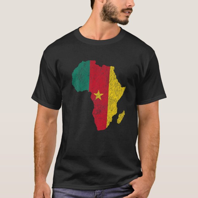 Cameroon Flag Africa Continent Silhouette Gift Cam T-Shirt (Front)