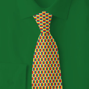 Cameroon Flag Brick Pattern Tie