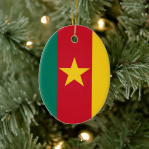 Cameroon Flag Ceramic Tree Decoration