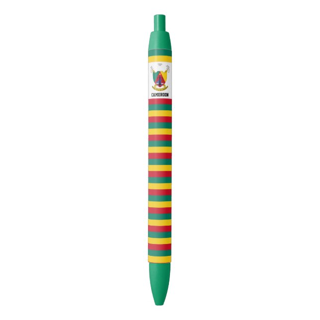 Cameroon Flag Cute Patriotic Black Ink Pen (Front Vertical)