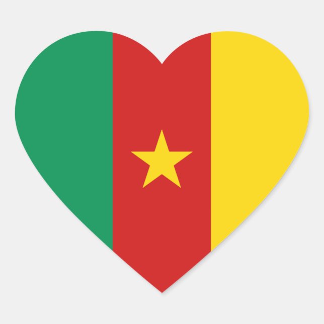 Cameroon Flag Heart Sticker (Front)