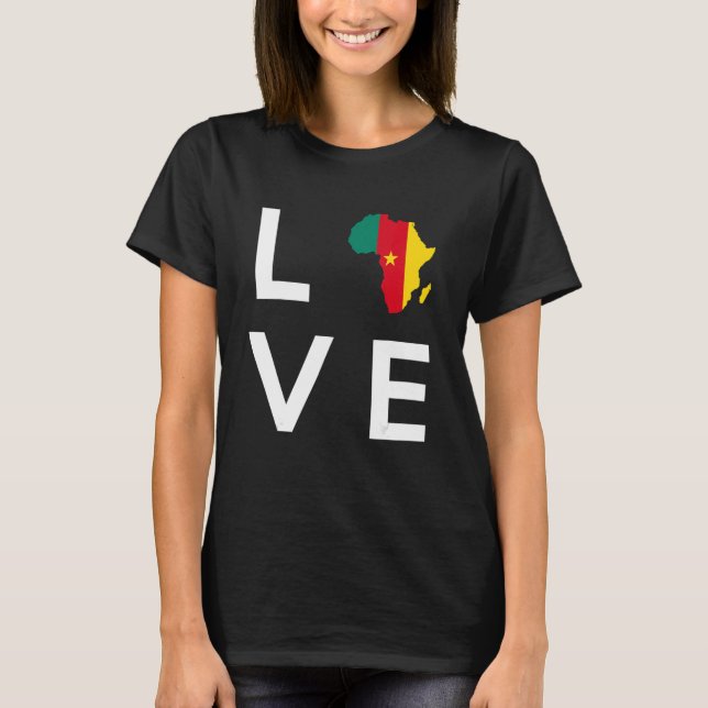 Cameroon Flag Love Africa Continent Silhouette Cam T-Shirt (Front)
