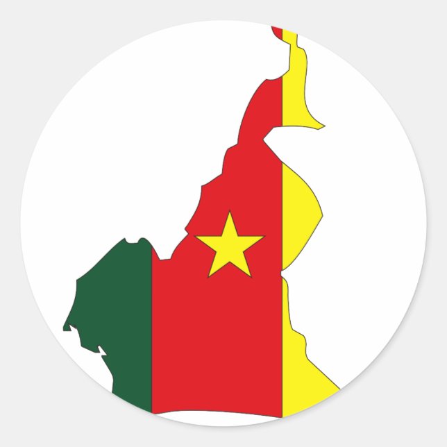 Cameroon flag map classic round sticker (Front)