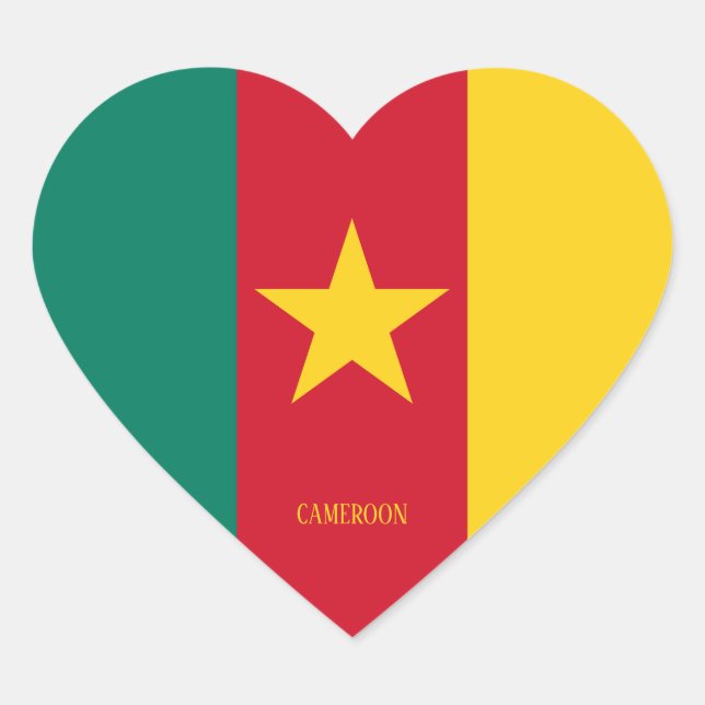 Cameroon Flag Patriotic Heart Sticker (Front)