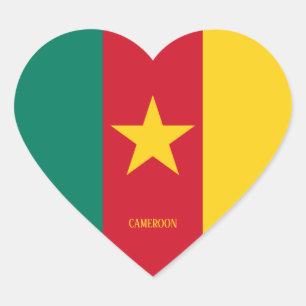 Cameroon Flag Patriotic Heart Sticker