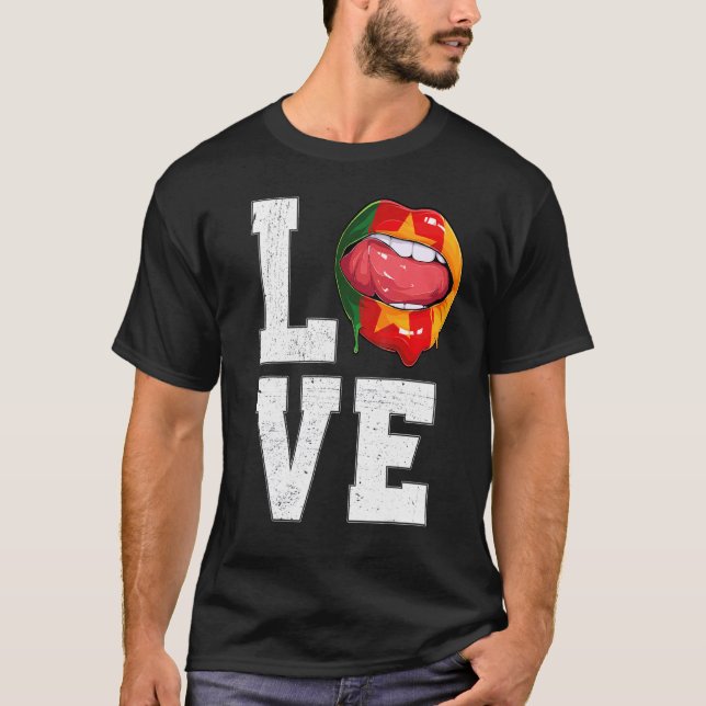 Cameroon Flag Soccer Fan Love Cameroonian T-Shirt (Front)