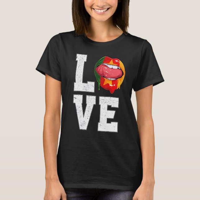 Cameroon Flag Soccer Fan Love Cameroonian T-Shirt (Front)