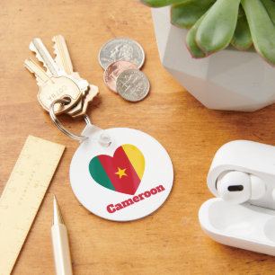 Cameroon Heart Flag Key Ring
