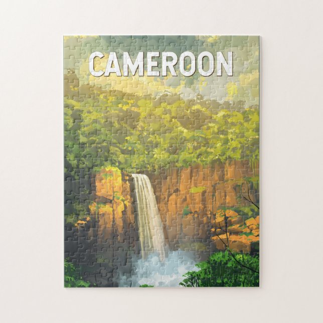 Cameroon Illustration Travel Art Vintage Jigsaw Puzzle (Vertical)