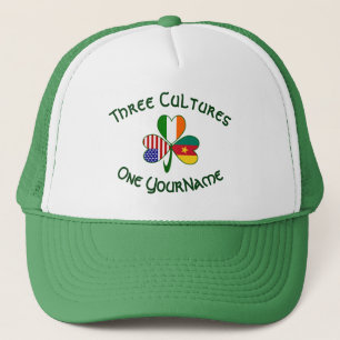 Cameroon Ireland USA Shamrock Flag Personalised Trucker Hat