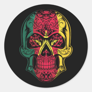 Cameroon Skull And Roses Flag Classic Round Sticker