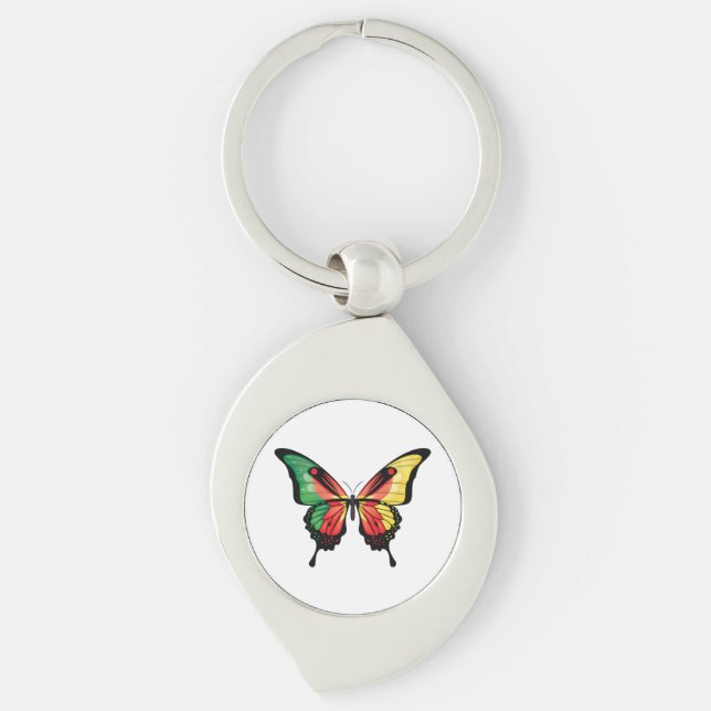 Cameroon Swallowtail Butterfly Flag Sticker Key Ring (Front)