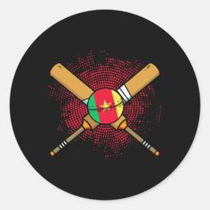 Cameroonian Cricket Racket And Ll Flag Of Cameroon Classic Round Sticker