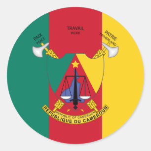 Cameroonian Flag & Coat of Arms, Flag of Cameroon Classic Round Sticker
