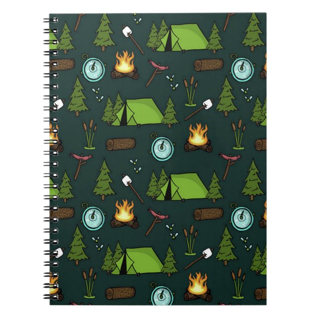 Camfire In Forest , Happy Camper, Funny camping, E Notebook (Front)