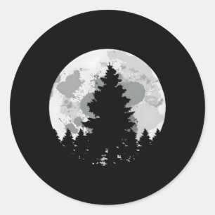 Camg Camper Hiker Full Moon And Minimalist E Tree Classic Round Sticker