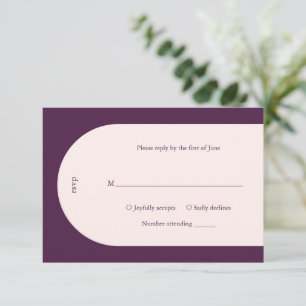 Camia Purple Arch Modern Wedding RSVP Card